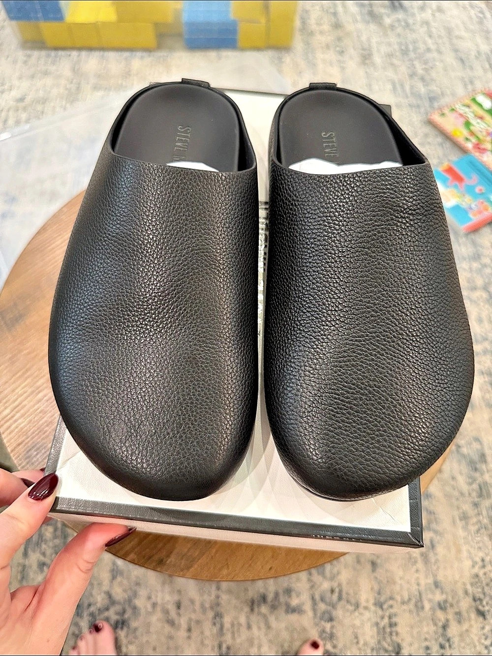 Steve Madden Fern Black Leather Clog Mules US 8